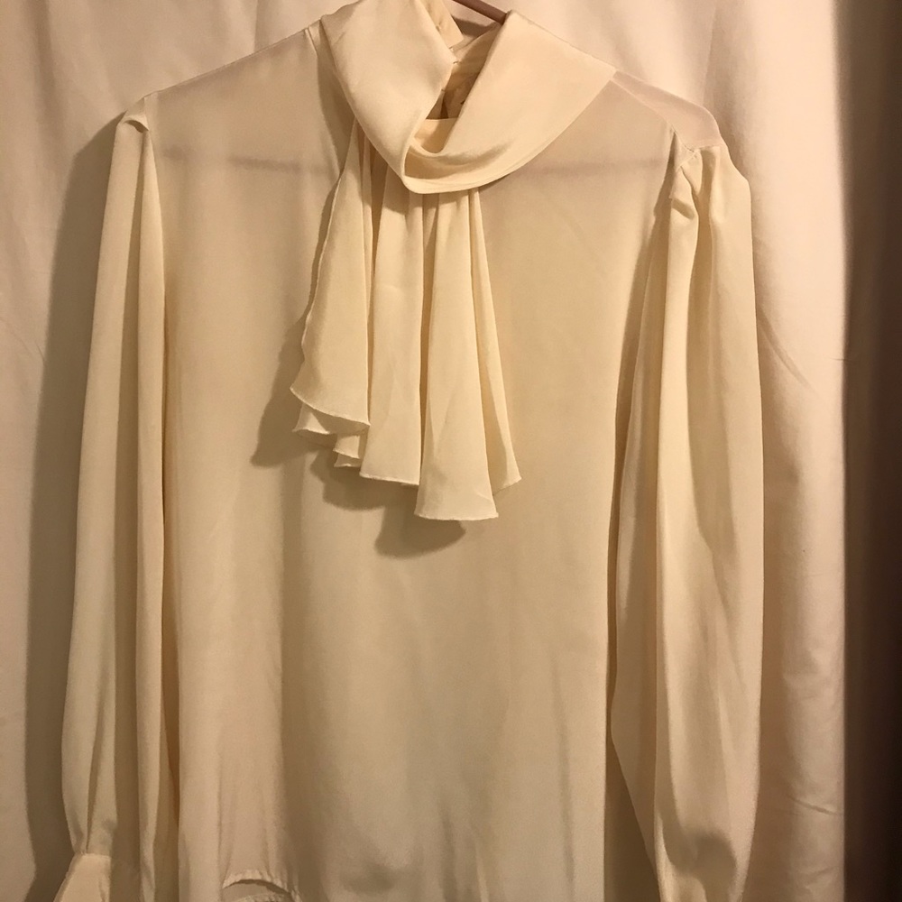 Bone color silky blouse with back buttons